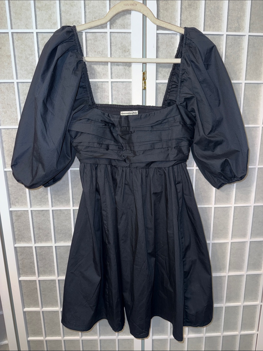 Abercrombie Black Puff Sleeve 
 Square-Neck  Mini Dress Size S